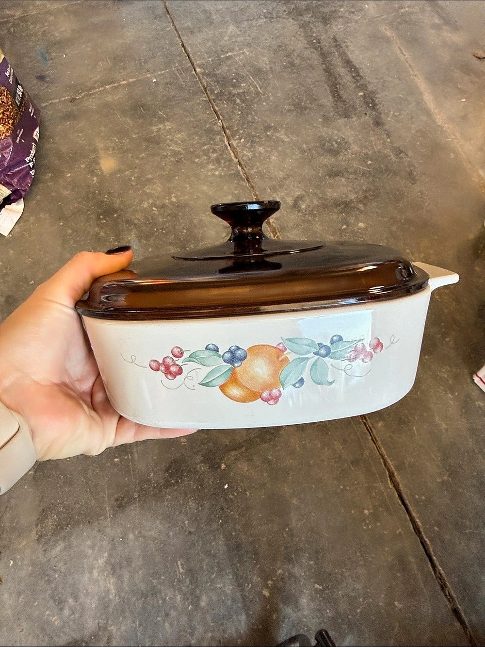 CorningWare Abundance A-2-B 2 Liter Square Casserole Dish Floral Covered